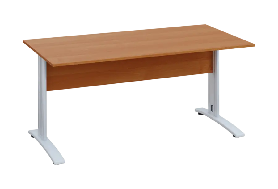 EPK 28 - 16 stůl kancelářský, kovová podnož bílá, deska 25 mm, široký 1600 mm, olše jantar